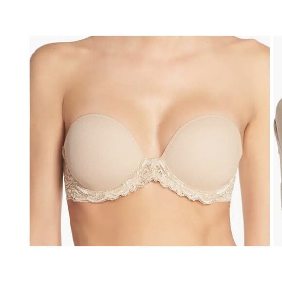 Natori B731023 Feathers Underwire Plunge Strapless bra size 32DDD 32F - Picture 1 of 8